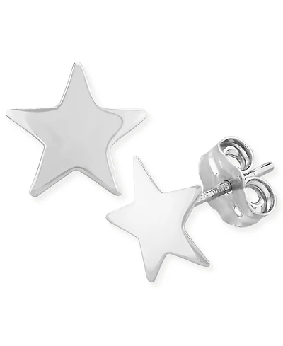Flat Star Stud Earrings Set 14k White Or Yellow Gold