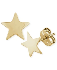 Flat Star Stud Earrings Set 14k White Or Yellow Gold