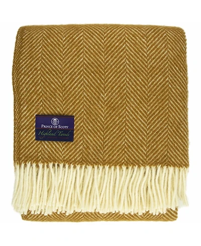 Prince of Scots Highland Tweed Herringbone Pure Wool Oversized Throw, 59" x 72"
