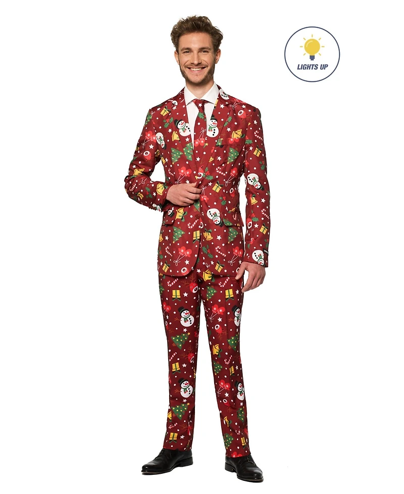 Suitmeister Men's Christmas Suit - Real Light Up Festive Outfit Slim Fit Green