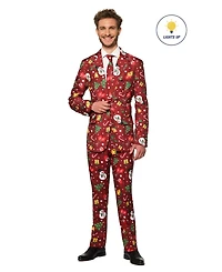 Suitmeister Men's Christmas Suit - Real Light Up Festive Outfit Slim Fit Green