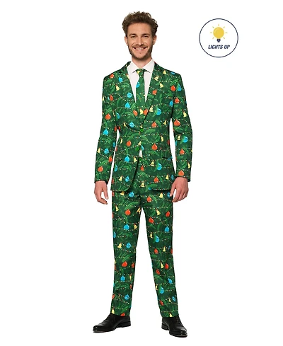Suitmeister Men's Christmas Suit - Real Light Up Festive Outfit Slim Fit Green