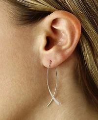 Curved Wire Threader Earrings Set in 14k White Gold