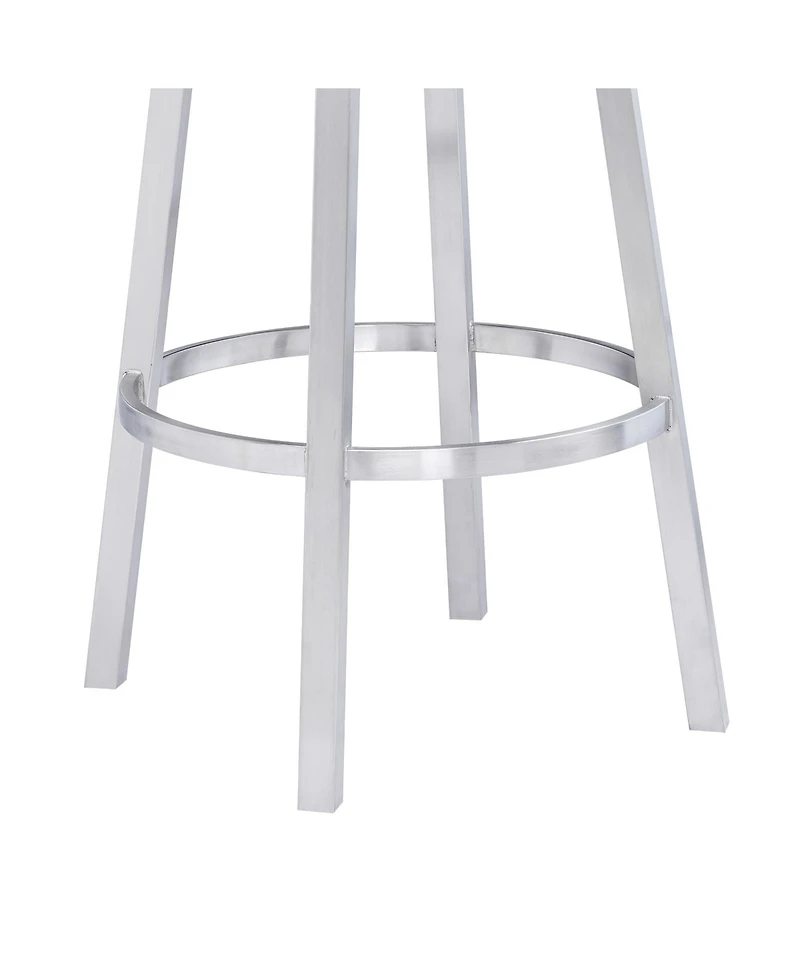 Madrid 26" Counter Height Swivel Gray Artificial leather and Brushed Stainless Steel Bar Stool