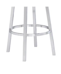 Madrid 26" Counter Height Swivel Gray Artificial leather and Brushed Stainless Steel Bar Stool