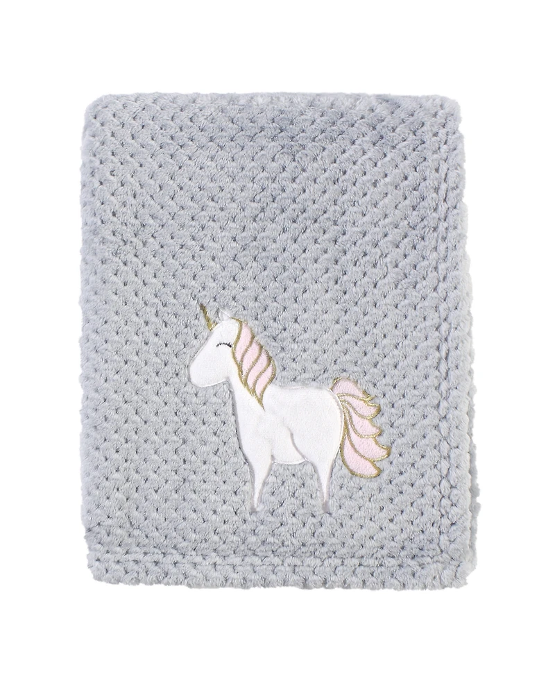 Hudson Baby Infant Girl Plush Waffle Blanket