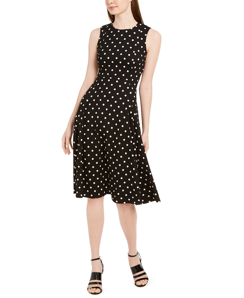 Calvin Klein Polka-Dot Fit & Flare Dress
