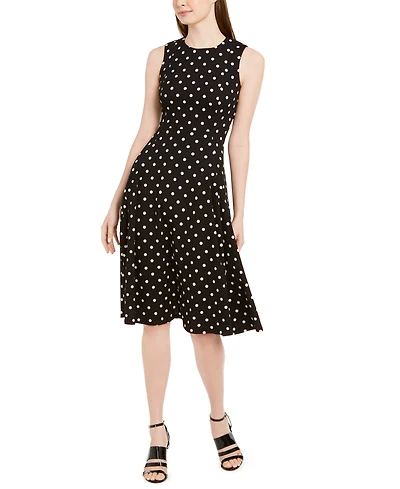 Calvin Klein Polka-Dot Fit & Flare Dress