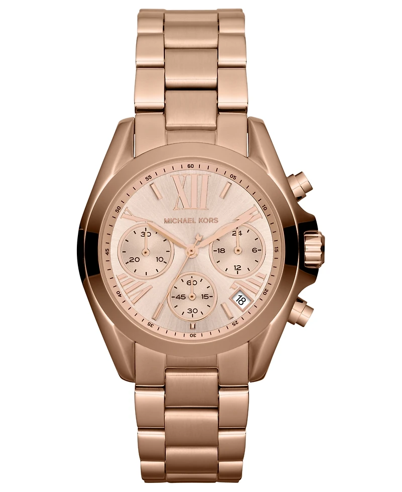 Michael Kors Women's Chronograph Mini Bradshaw Rose Gold-Tone Stainless Steel Bracelet Watch 35mm MK5799