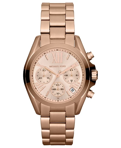 Michael Kors Women's Chronograph Mini Bradshaw Rose Gold-Tone Stainless Steel Bracelet Watch 35mm MK5799