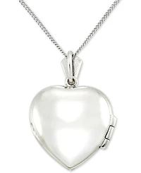 Jade (13mm) & Marcasite Heart Locket 18" Pendant Necklace in Sterling Silver