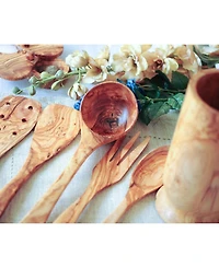 BeldiNest Set of 5 Wooden Kitchen Utensils Spoon Fork and Set of 2 Spatulats-Ladle