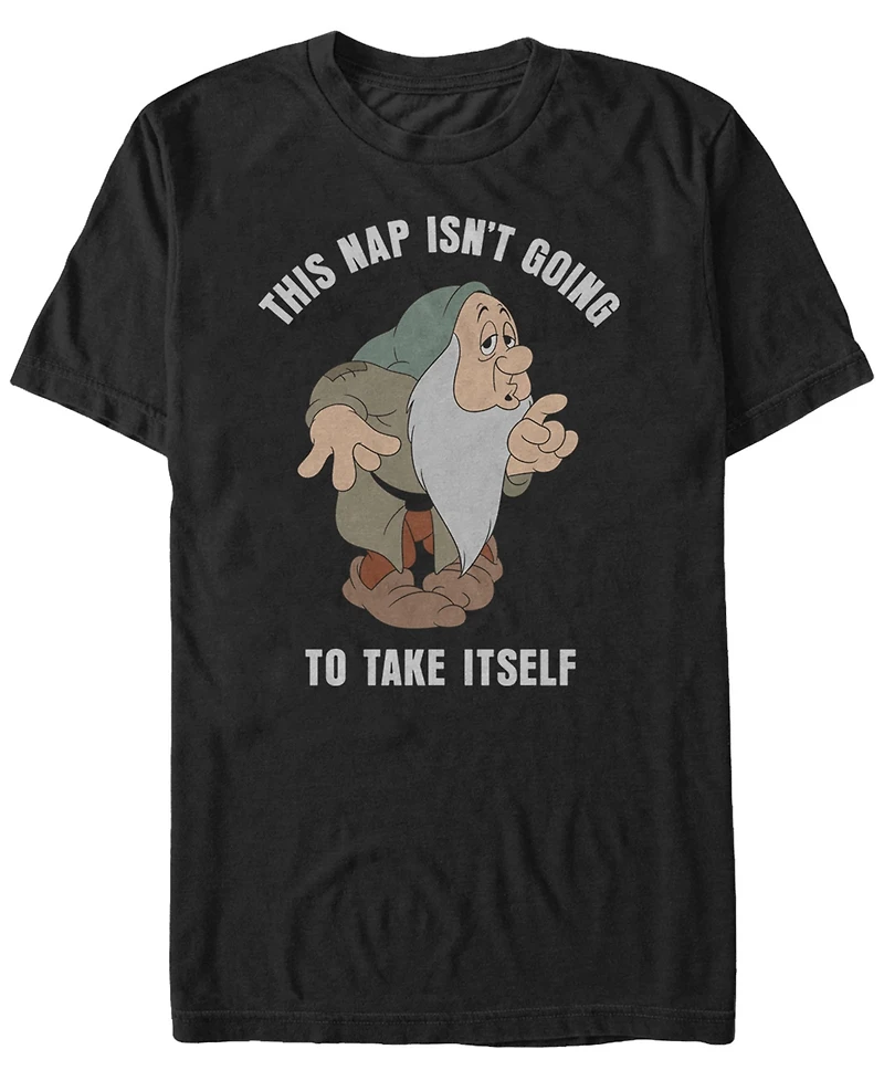 Disney Men's Snow White and the Seven Dwarfs Sleepy Nap Time, Short Sleeve T-Shirt