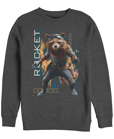 Marvel Men's Avengers Endgame Rocket Action Pose, Crewneck Fleece