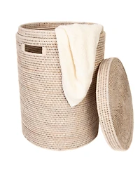 Artifacts Rattan Round Hamper with Lid and Cloth Liner