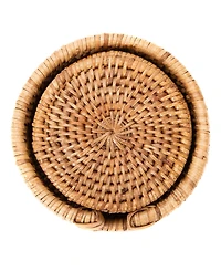 Artifacts Rattan Round Coasters with Box - 7 Piece Set