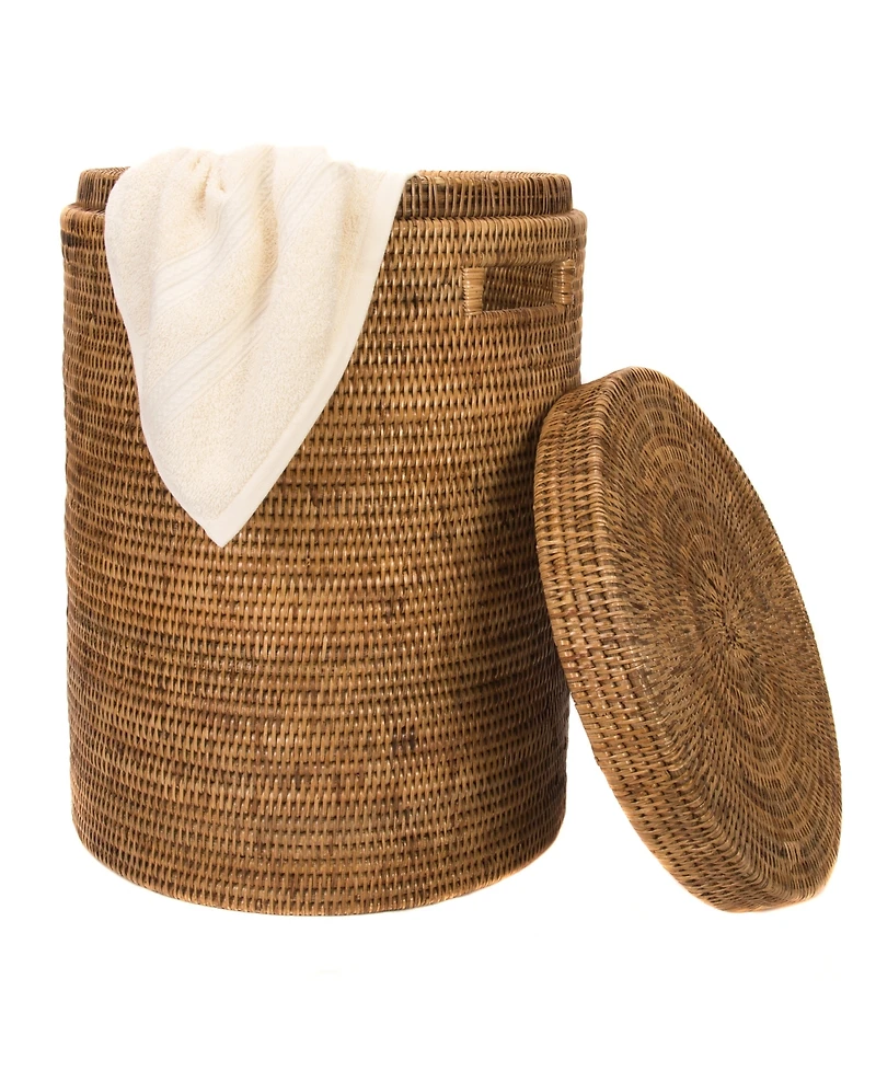 Artifacts Trading Company Rattan Round Hamper with Lid