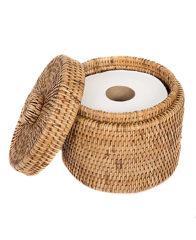 Artifacts Rattan Round Single Tissue Roll Box