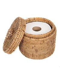 Artifacts Rattan Round Single Tissue Roll Box