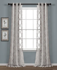 Lush Decor Avon Trellis Grommet Sheer Window Curtain Panels Pair - Curtains for Living Room or Bedroom