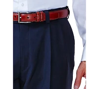 Haggar Men's Eclo Stria Classic Fit Pleated Hidden Expandable Waistband Dress Pants