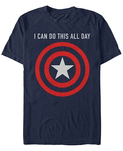 Marvel Men's Captain America I Can Do This All Day Target Shield Chest Logo, Short Sleeve T-Shirt