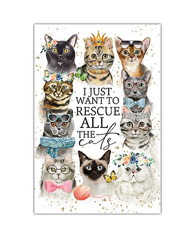 Dexsa I Just want to Rescue the Cats New Horizons Wood Plaque with Easel and Hook, 6" x 9"