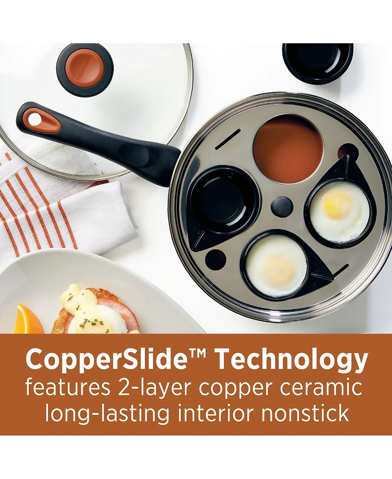 Farberware Glide Copper Ceramic 8" Nonstick Covered Egg Poacher