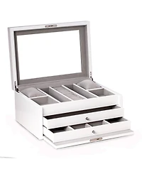 Bey-Berk Lacquer Large Jewelry Chest with Multi-Compartment Storage