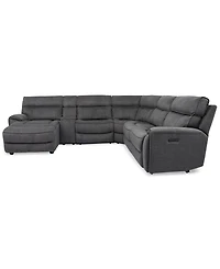 Closeout! Hutchenson 6-Pc. Fabric Chaise Sectional with 2 Power Recliners and Console