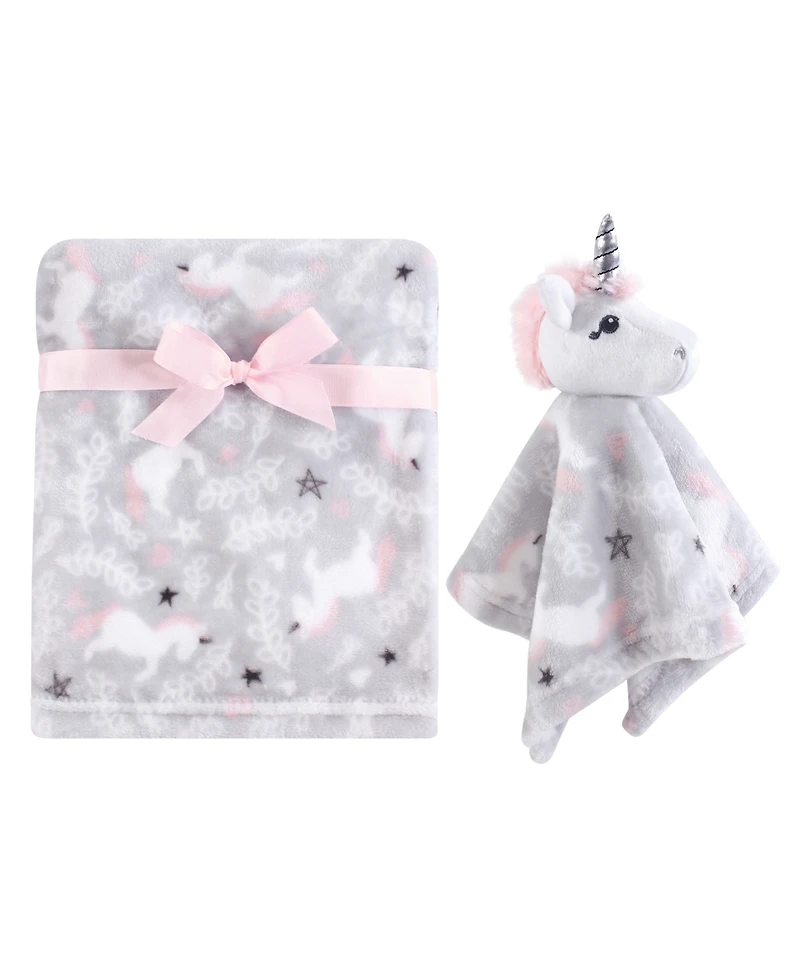 Hudson Baby Girls Plush Blanket with Security Blanket