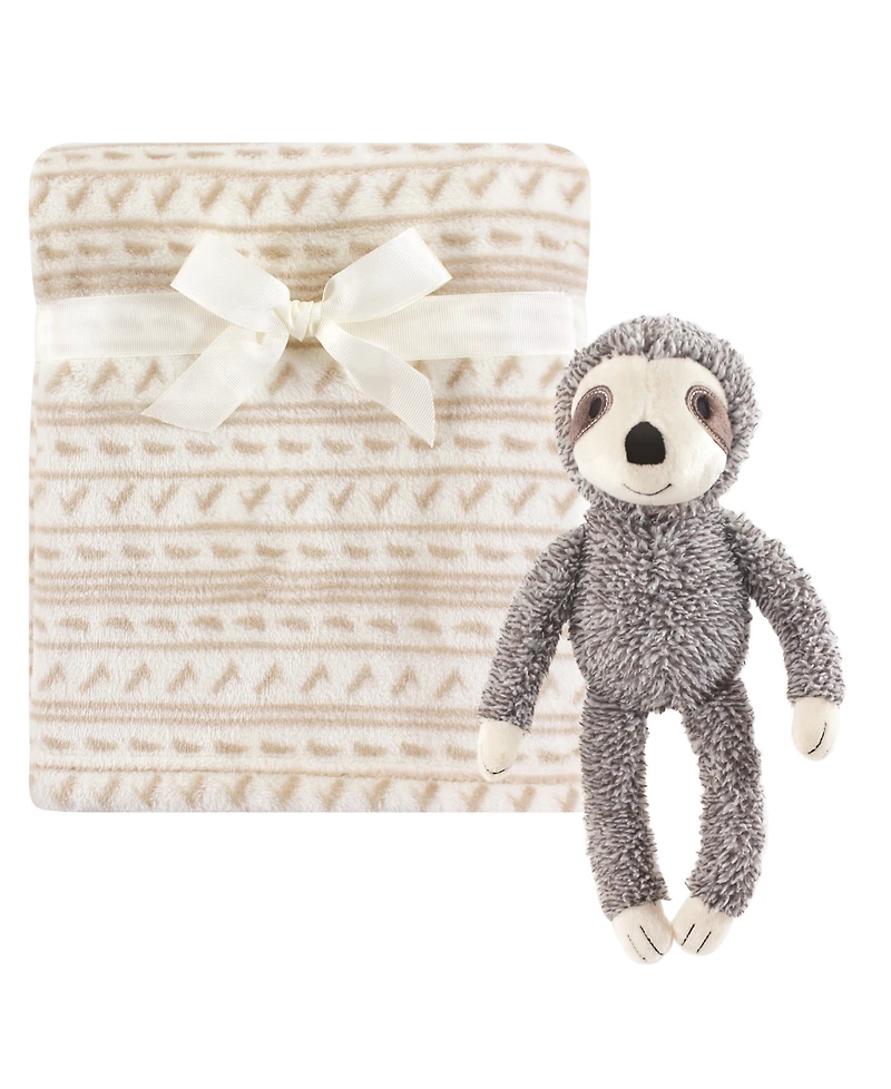 Hudson Baby Infant Boy Plush Blanket with Toy, Aztec Bear, One