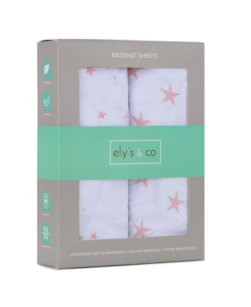 Ely's & Co. Baby Fitted Bassinet Sheet 100% Combed Jersey Cotton