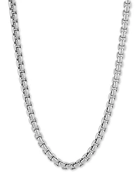 Rounded Box Link 22" Chain Necklace (4mm) in Sterling Silver