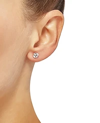 2-Pc. Set Cubic Zirconia Stud Earrings & Small Puff Hoop Earrings in 10k Gold