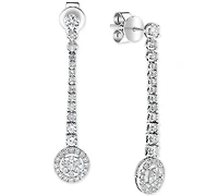 Diamond Halo Cluster Dangle Drop Earrings (1 ct. t.w.) in 14k White Gold