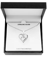 Diamond Double Heart 18" Pendant Necklace (1/10 ct. t.w.) in Sterling Silver