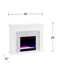 Southern Enterprises Anika Marble Tiled Color Changing Electric Fireplace