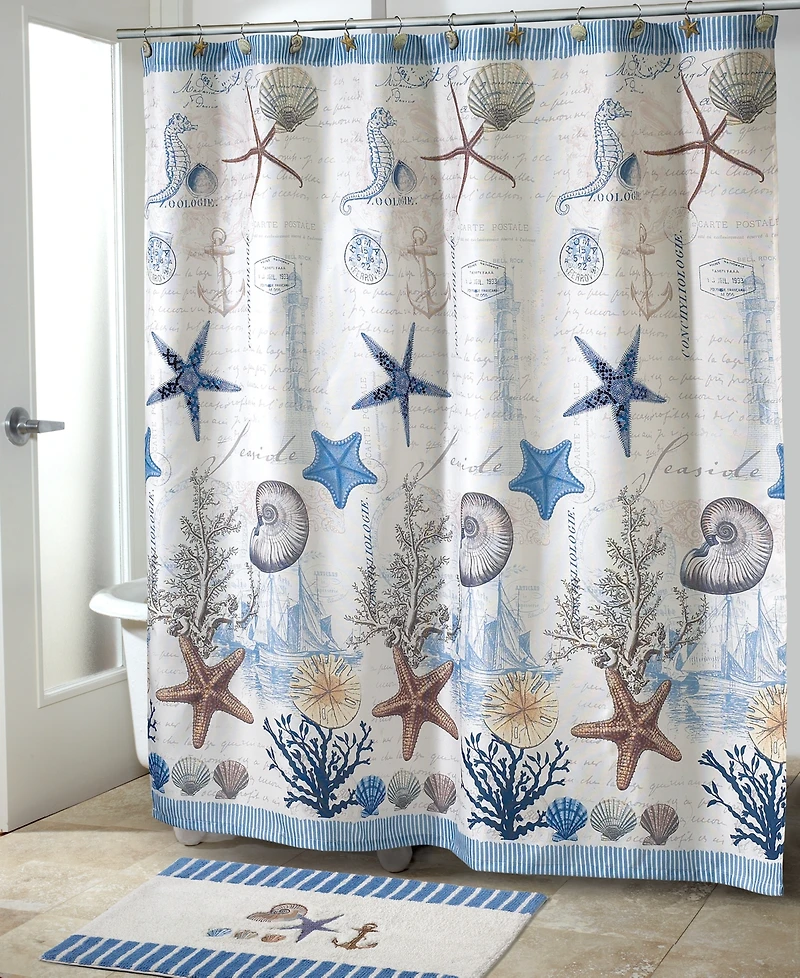 Avanti Antigua Starfish & Seashells Printed Shower Curtain, 72" x 72"