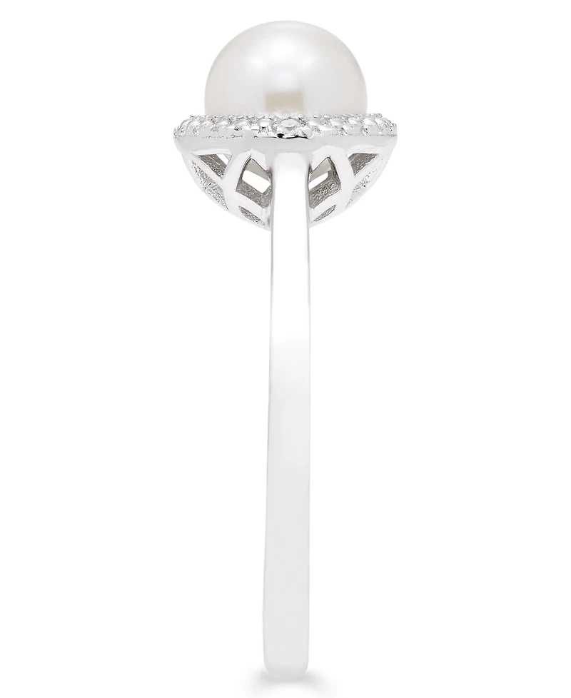 Cultured Freshwater Pearl (7 mm) Diamond Accent Ring in Sterling Silver