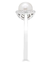 Cultured Freshwater Pearl (7 mm) Diamond Accent Ring in Sterling Silver