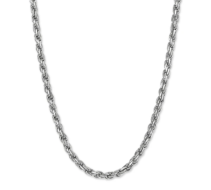 Rope Link 24" Chain Necklace in Sterling Silver