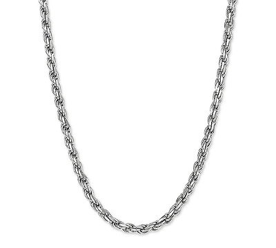Rope Link 24" Chain Necklace in Sterling Silver