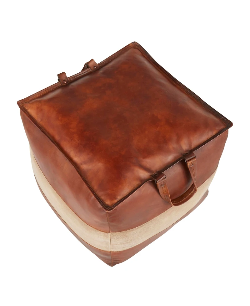 Cobbler Industrial Pouf Leather and Canvas by Lumisource