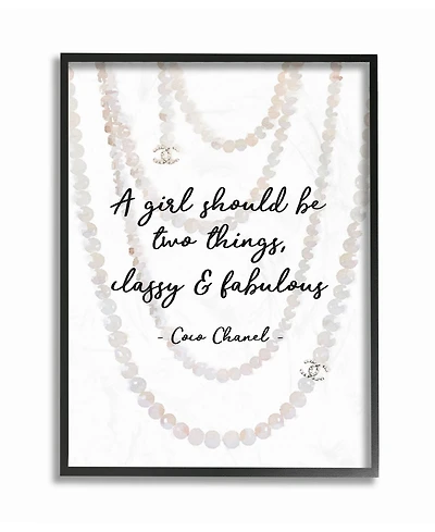 Stupell Industries Classy and Fabulous Fashion Quote with Pearls Framed Texturized Art, 16" L x 20" H