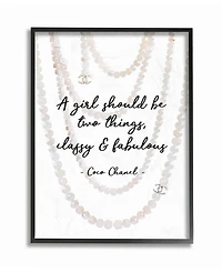 Stupell Industries Classy and Fabulous Fashion Quote with Pearls Framed Texturized Art, 16" L x 20" H
