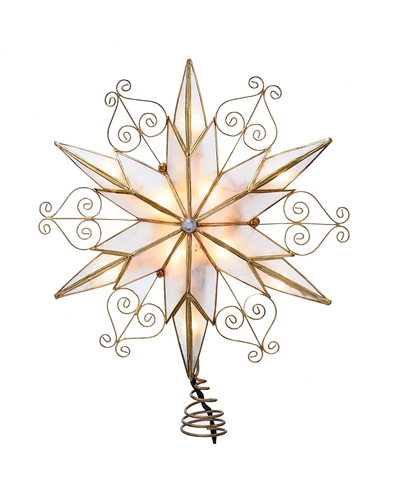 Kurt Adler 10-Light 6-Point Capiz Star Treetop with Scroll Design