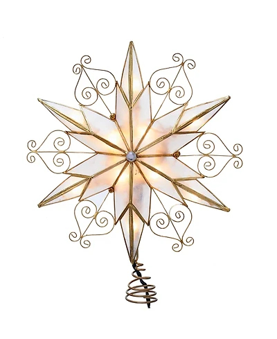 Kurt Adler 10-Light 6-Point Capiz Star Treetop with Scroll Design