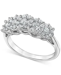 Forever Grown Diamonds Lab-Created Diamond Horizontal Cluster Statement Ring (1 ct. t.w.) in Sterling Silver