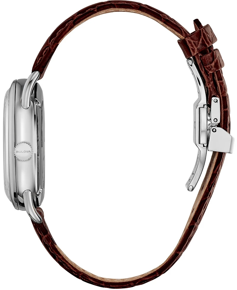 Limited Edition Bulova Women's Swiss Automatic Joseph Bulova Brown Leather Strap Watch 34.5mm